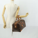 CELINE Macadam Canvas Boston Bag PVC Leather Brown Gold Auth ep12869-25
