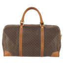 CELINE Macadam Canvas Boston Bag PVC Leather Brown Gold Auth ep12869-2