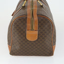 CELINE Macadam Canvas Boston Bag PVC Leather Brown Gold Auth ep12869-3