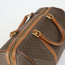 CELINE Macadam Canvas Boston Bag PVC Leather Brown Gold Auth ep12869-6