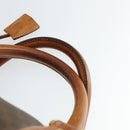 CELINE Macadam Canvas Boston Bag PVC Leather Brown Gold Auth ep12869-14