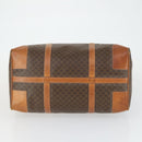 CELINE Macadam Canvas Boston Bag PVC Leather Brown Gold Auth ep12869-5