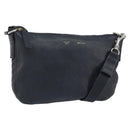 CELINE Shoulder Bag Leather Navy Gold Auth ep12870-1