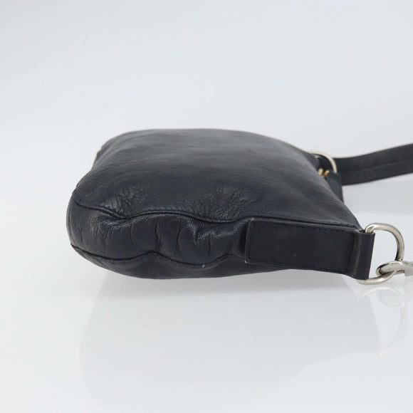 CELINE Shoulder Bag Leather Navy Gold Auth ep12870