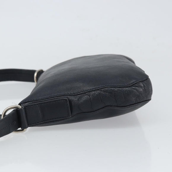 CELINE Shoulder Bag Leather Navy Gold Auth ep12870