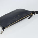 CELINE Shoulder Bag Leather Navy Gold Auth ep12870-6