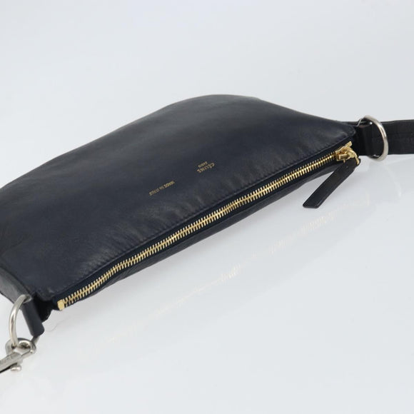 CELINE Shoulder Bag Leather Navy Gold Auth ep12870