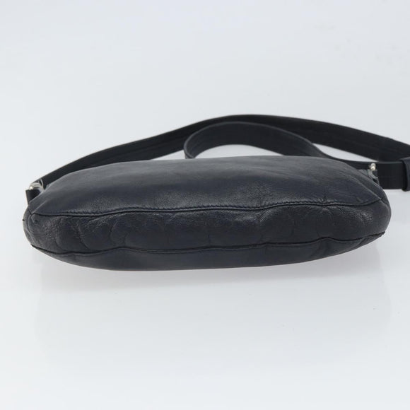 CELINE Shoulder Bag Leather Navy Gold Auth ep12870