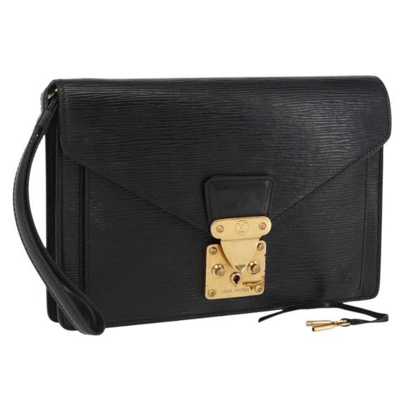 LOUIS VUITTON Epi Serie Dragonne Clutch Bag Black Noir M52612 LV Auth ep12874