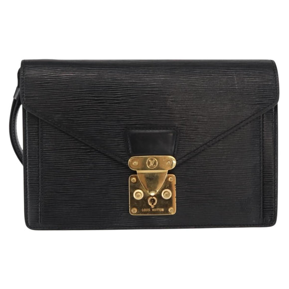LOUIS VUITTON Epi Serie Dragonne Clutch Bag Black Noir M52612 LV Auth ep12874