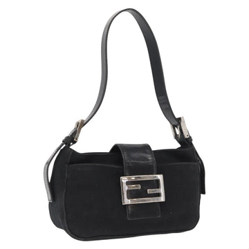 FENDI Hand Bag Nylon Black Silver Auth ep12875