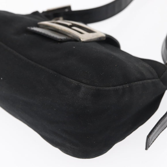 FENDI Hand Bag Nylon Black Silver Auth ep12875