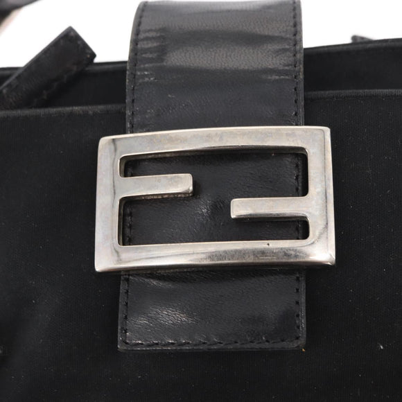 FENDI Hand Bag Nylon Black Silver Auth ep12875