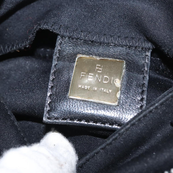 FENDI Hand Bag Nylon Black Silver Auth ep12875