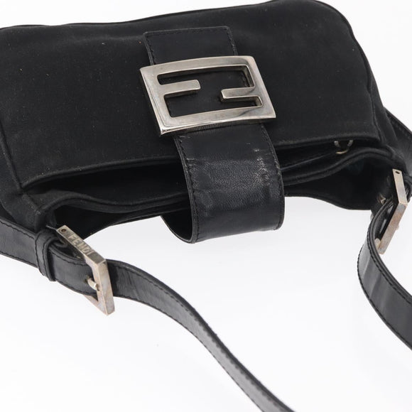 FENDI Hand Bag Nylon Black Silver Auth ep12875