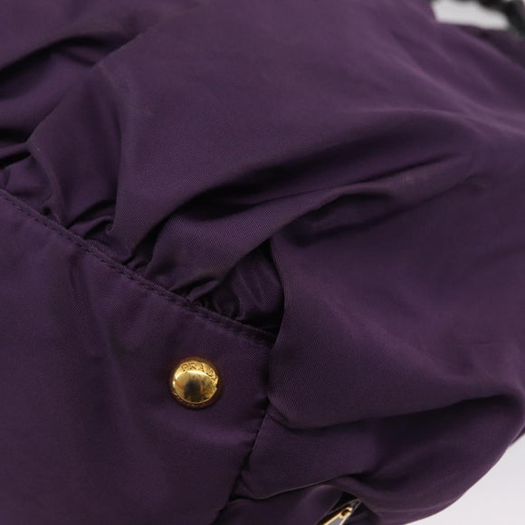 PRADA Tote Bag Nylon Purple Gold Auth ep12878