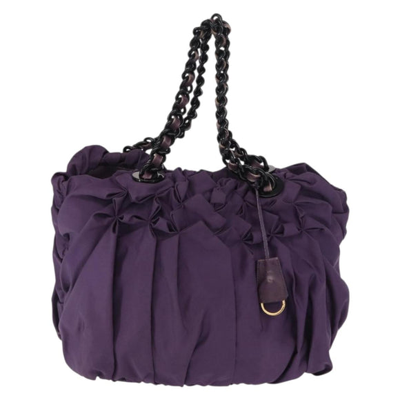 PRADA Tote Bag Nylon Purple Gold Auth ep12878