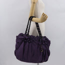 PRADA Tote Bag Nylon Purple Gold Auth ep12878-23
