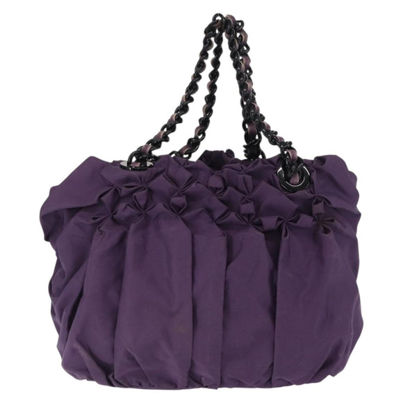 PRADA Tote Bag Nylon Purple Gold Auth ep12878