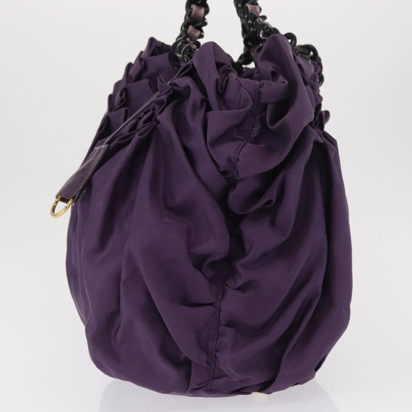 PRADA Tote Bag Nylon Purple Gold Auth ep12878