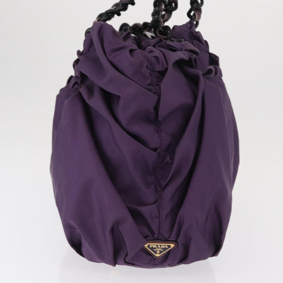 PRADA Tote Bag Nylon Purple Gold Auth ep12878