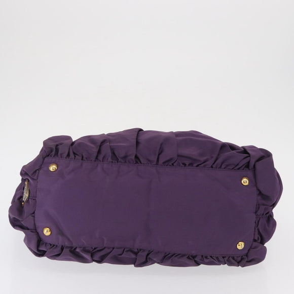 PRADA Tote Bag Nylon Purple Gold Auth ep12878