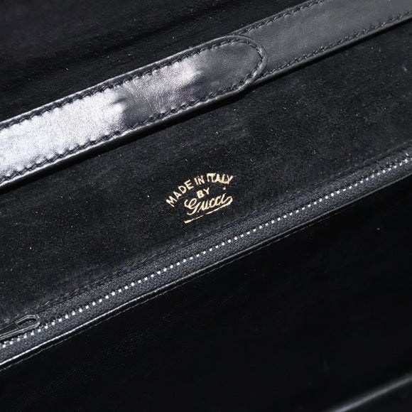 GUCCI Shoulder Bag Suede Black Gold Auth ep12880