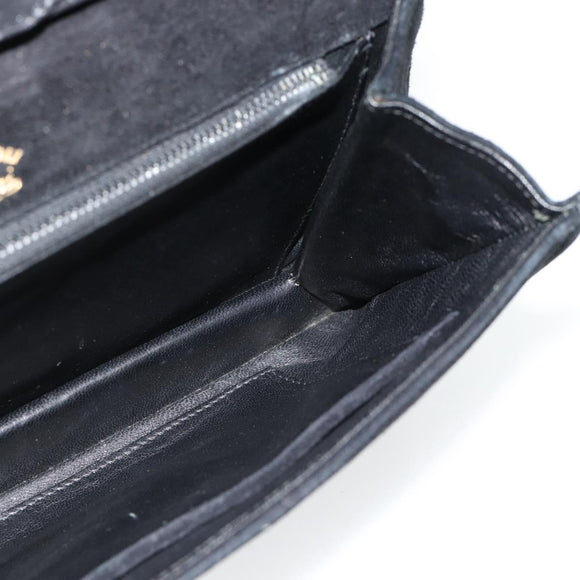 GUCCI Shoulder Bag Suede Black Gold Auth ep12880