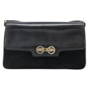 GUCCI Shoulder Bag Suede Black Gold Auth ep12880-13