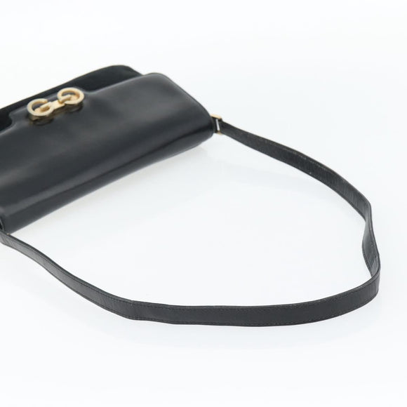 GUCCI Shoulder Bag Suede Black Gold Auth ep12880