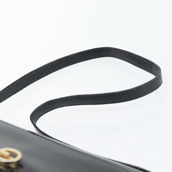 GUCCI Shoulder Bag Suede Black Gold Auth ep12880