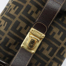 FENDI Zucca Canvas Hand Bag Black Brown Auth ep12881-17