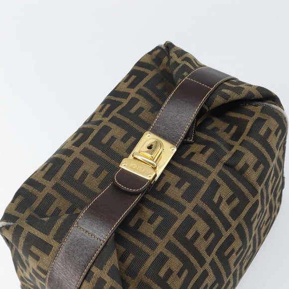 FENDI Zucca Canvas Hand Bag Black Brown Auth ep12881
