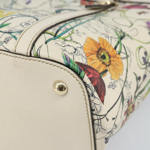 GUCCI Flora Tote Bag PVC White Gold 336776 Auth ep12889