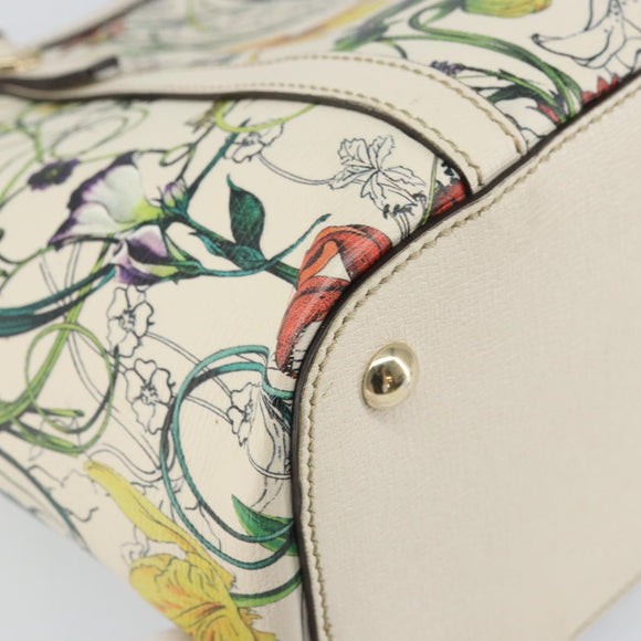GUCCI Flora Tote Bag PVC White Gold 336776 Auth ep12889