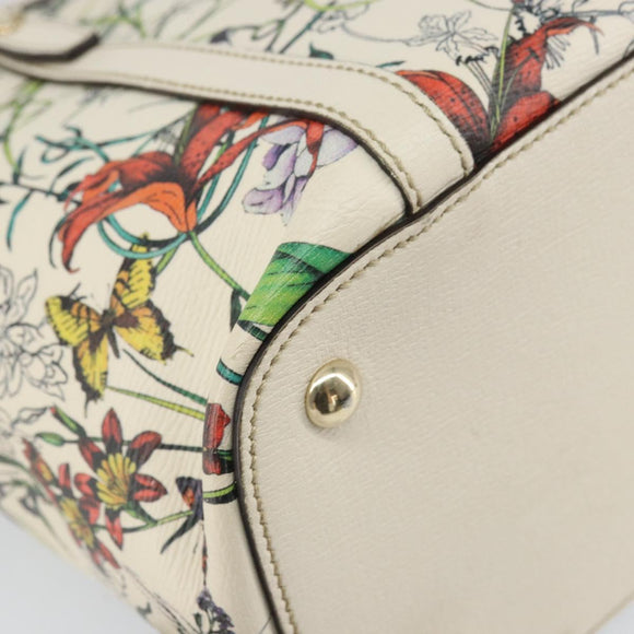 GUCCI Flora Tote Bag PVC White Gold 336776 Auth ep12889