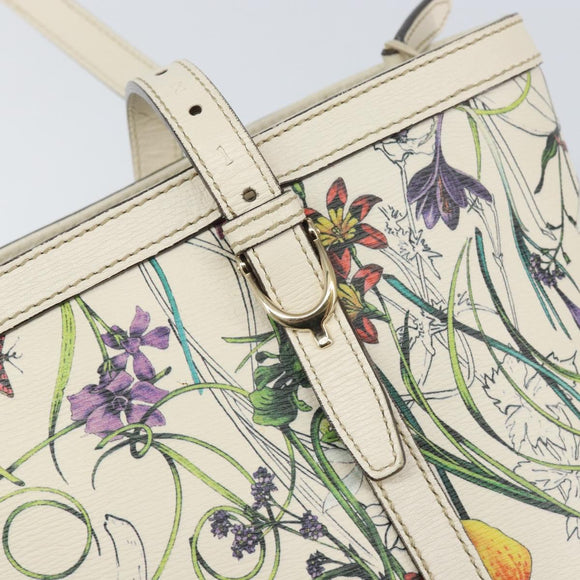 GUCCI Flora Tote Bag PVC White Gold 336776 Auth ep12889