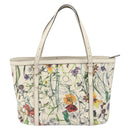 GUCCI Flora Tote Bag PVC White Gold 336776 Auth ep12889-2