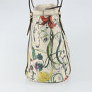 GUCCI Flora Tote Bag PVC White Gold 336776 Auth ep12889-3