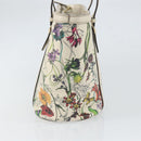 GUCCI Flora Tote Bag PVC White Gold 336776 Auth ep12889-4