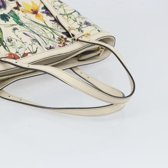 GUCCI Flora Tote Bag PVC White Gold 336776 Auth ep12889