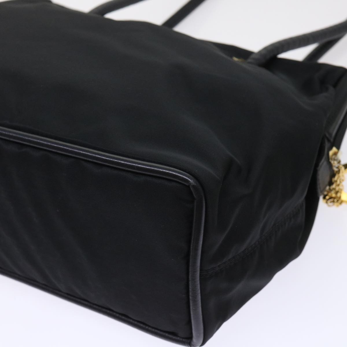 CELINE Shoulder Bag Nylon Leather Black Auth ep1289