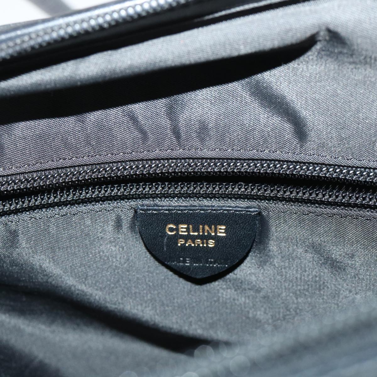 CELINE Shoulder Bag Nylon Leather Black Auth ep1289