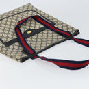 GUCCI GG Supreme Sherry Line Tote Bag PVC Navy Gold 16 002 4487 Auth ep12890-6