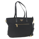 PRADA Tote Bag Nylon 2way Black Gold Auth ep12892-1