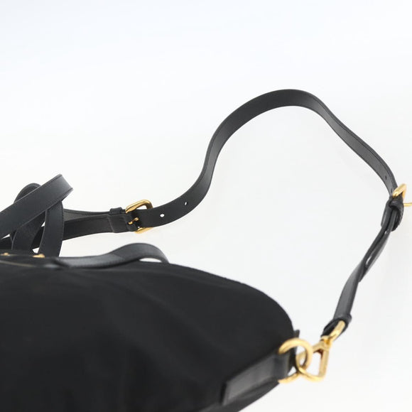PRADA Tote Bag Nylon 2way Black Gold Auth ep12892