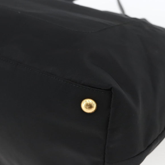 PRADA Tote Bag Nylon 2way Black Gold Auth ep12892