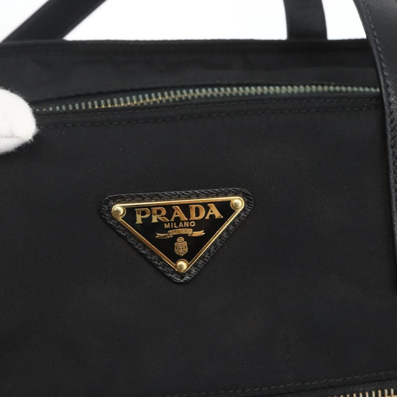 PRADA Tote Bag Nylon 2way Black Gold Auth ep12892