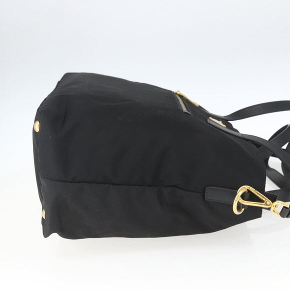 PRADA Tote Bag Nylon 2way Black Gold Auth ep12892
