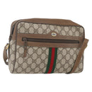 GUCCI GG Supreme Web Sherry Line Bag PVC Beige Gold 68 02 005 Auth ep12895-1